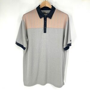 Callaway Golf Opti-Dri‎ Polo Shirt Mens Size XL Gray Orange Logo Short Sleeve